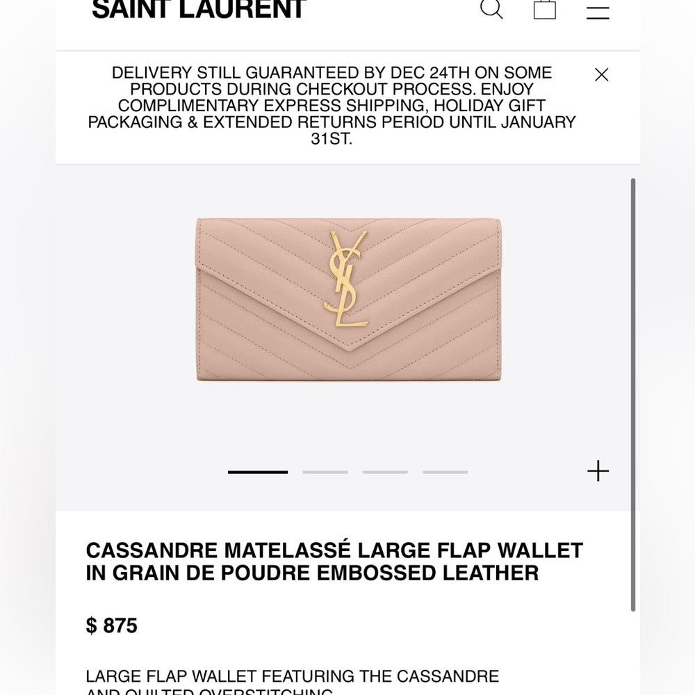 YSL blush pink envelope flap wallet on chain - Picture 13 of 14